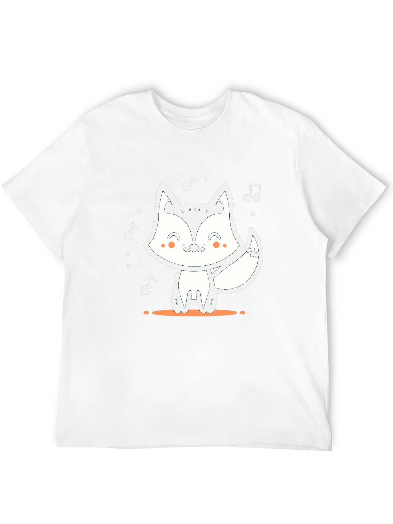 Cute Fox Music T-Shirt - Black Casual Tee