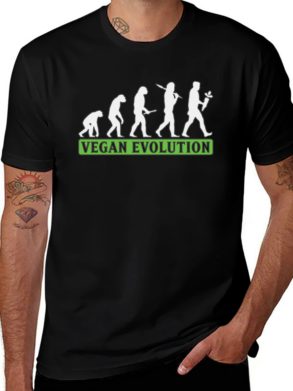 Vegan Evolution T-Shirt - Black Comfortable Fit