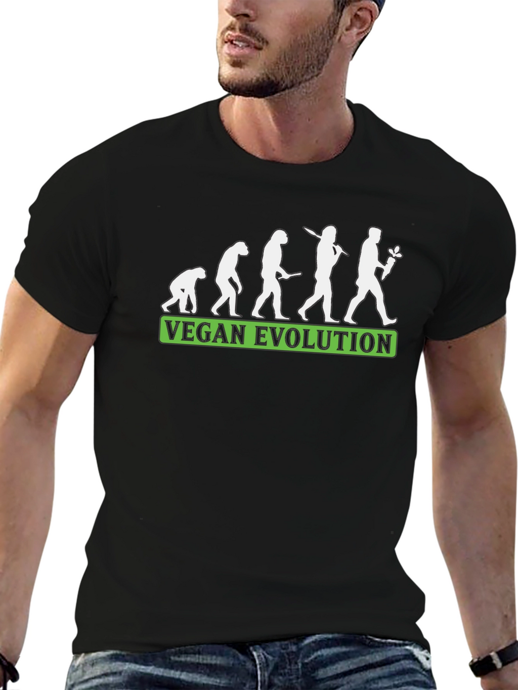 Vegan Evolution T-Shirt - Black Comfortable Fit