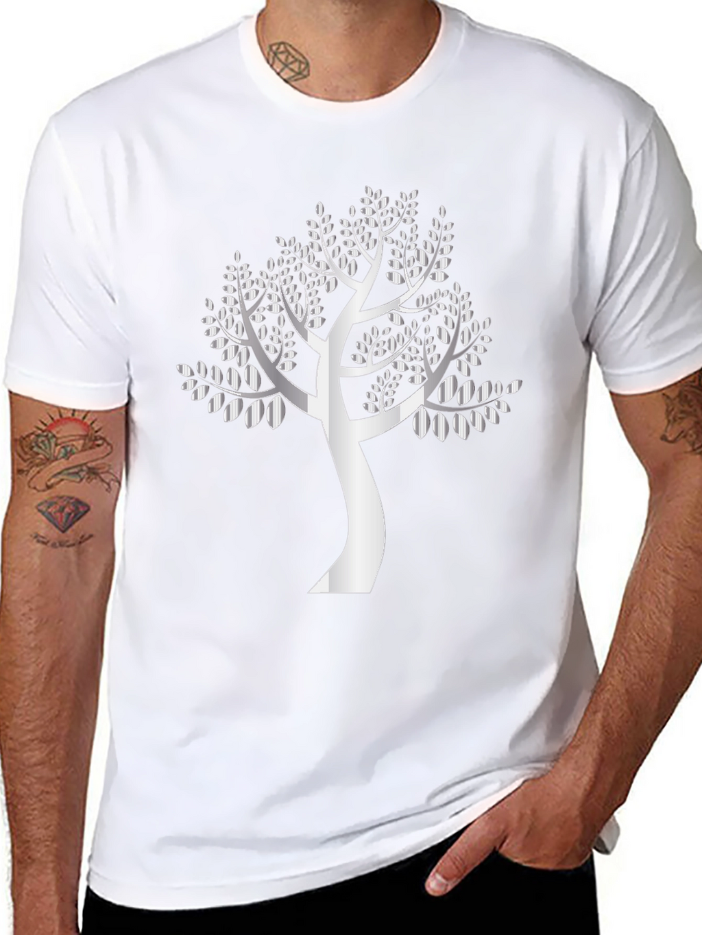 Silver Tree Graphic Black T-Shirt
