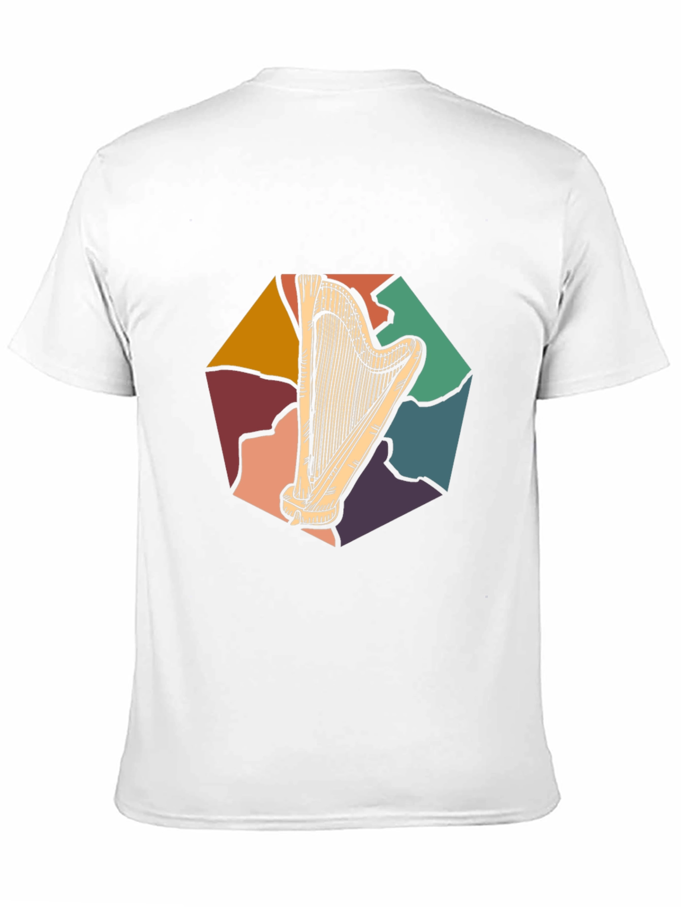 Retro Harp Graphic Tee - Musical Instrument T-Shirt