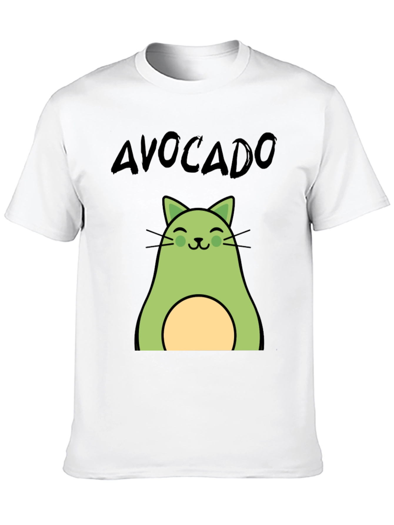 Avocado Cat Graphic Tee - Unisex Black T-Shirt