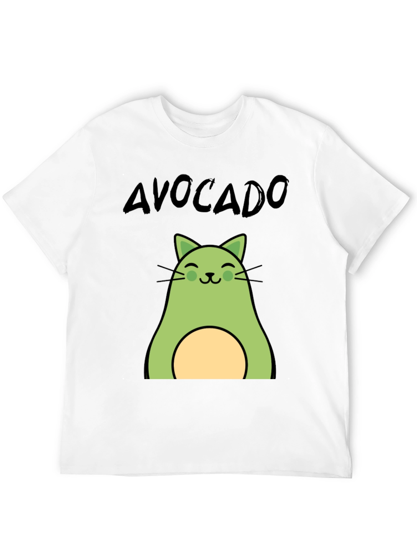 Avocado Cat Graphic Tee - Unisex Black T-Shirt