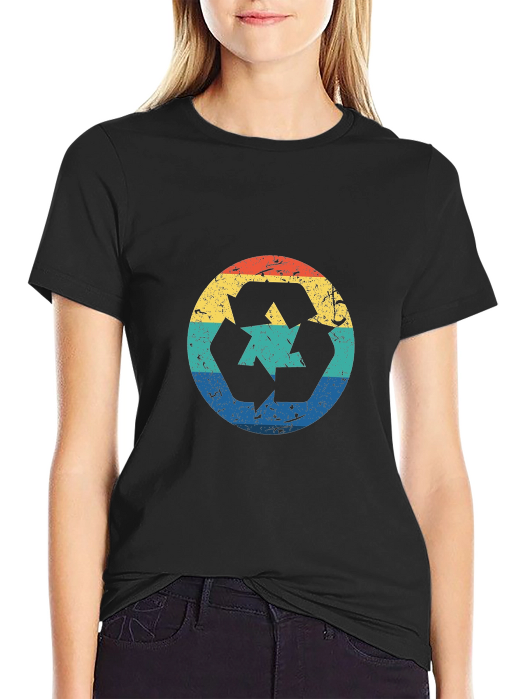 Retro Recycle Graphic T-Shirt - Black