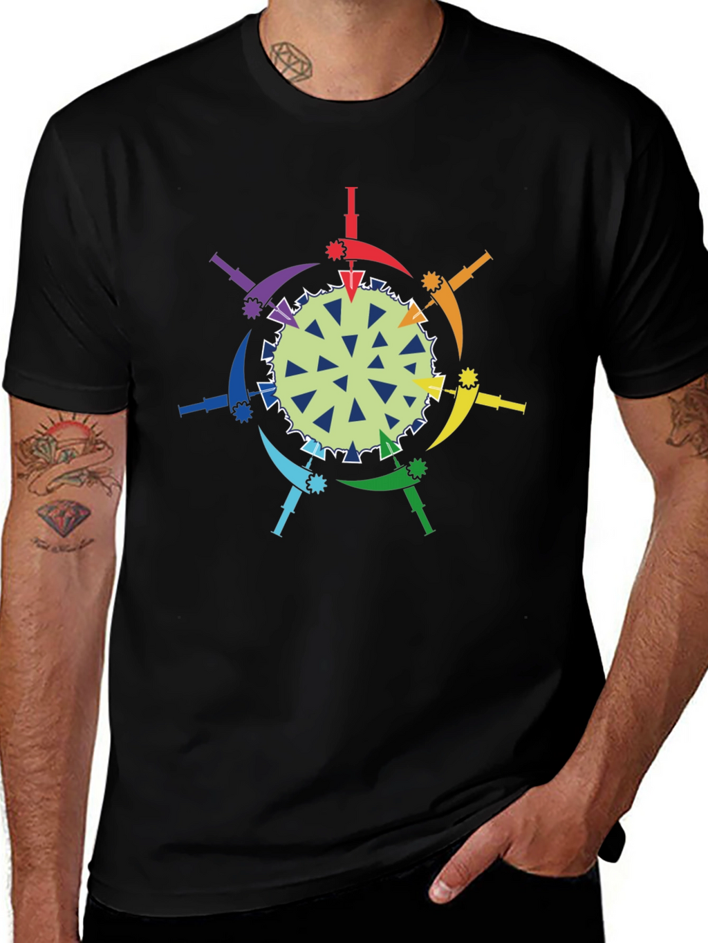 Rainbow Anti-Virus Black T-Shirt