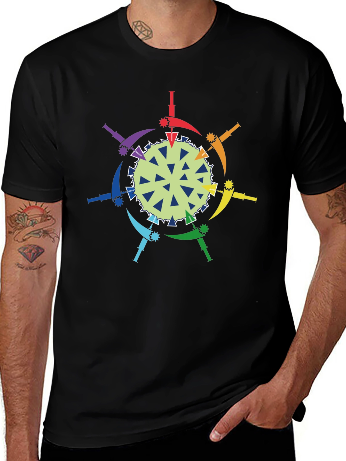 Rainbow Anti-Virus Black T-Shirt