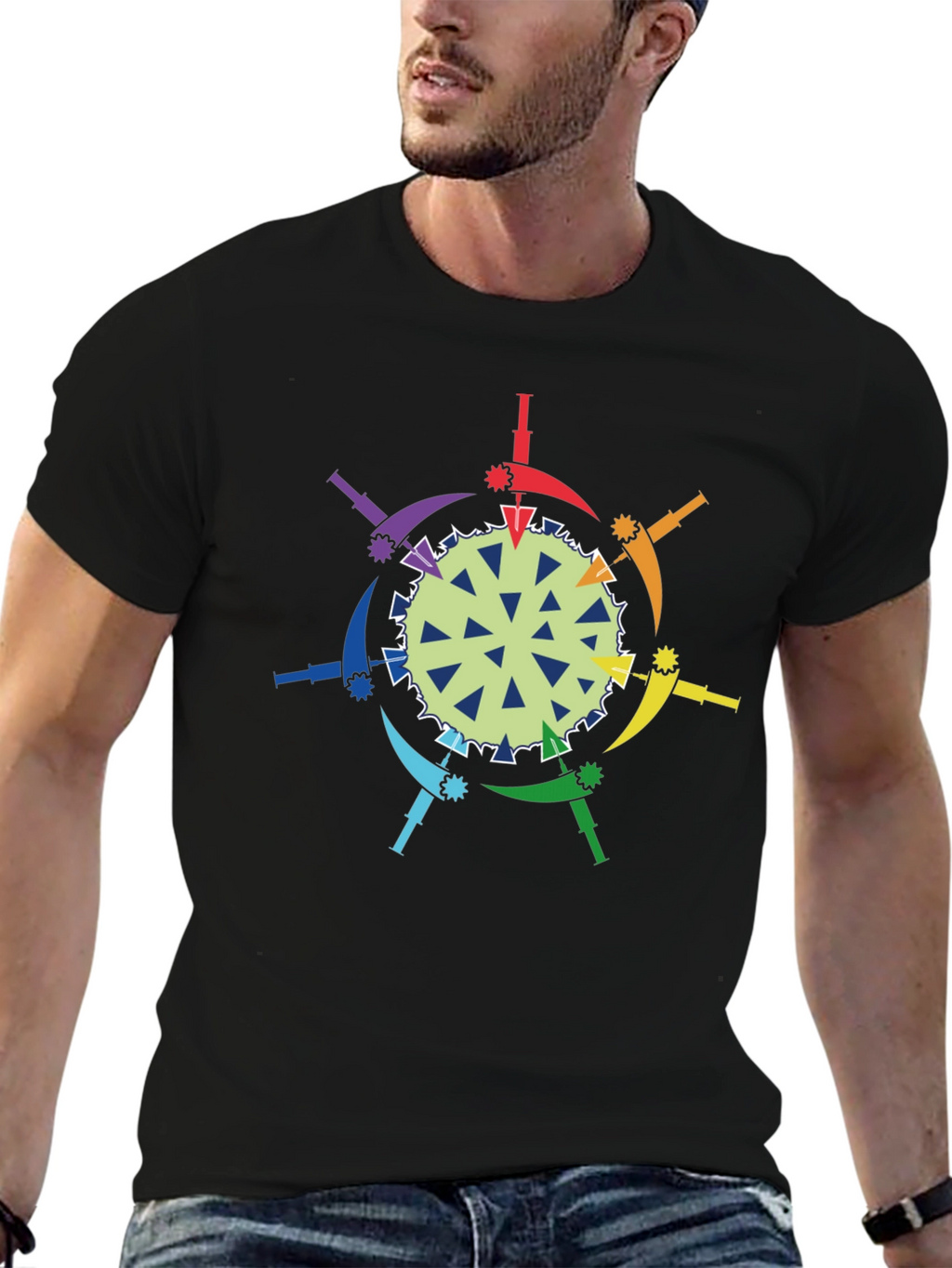 Rainbow Anti-Virus Black T-Shirt