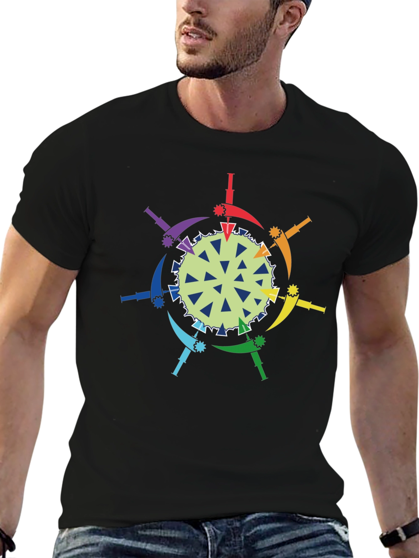 Rainbow Anti-Virus Black T-Shirt