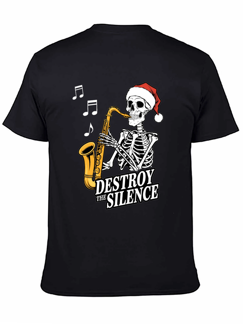 Destroy The Silence Saxophone Skeleton Christmas T-Shirt