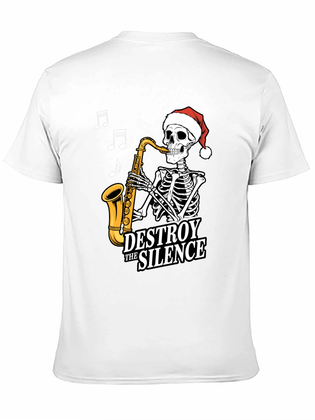 Destroy The Silence Saxophone Skeleton Christmas T-Shirt