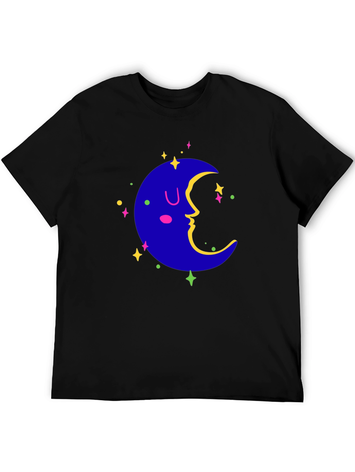 Dreamy Moon Graphic Tee - Black Casual T-Shirt