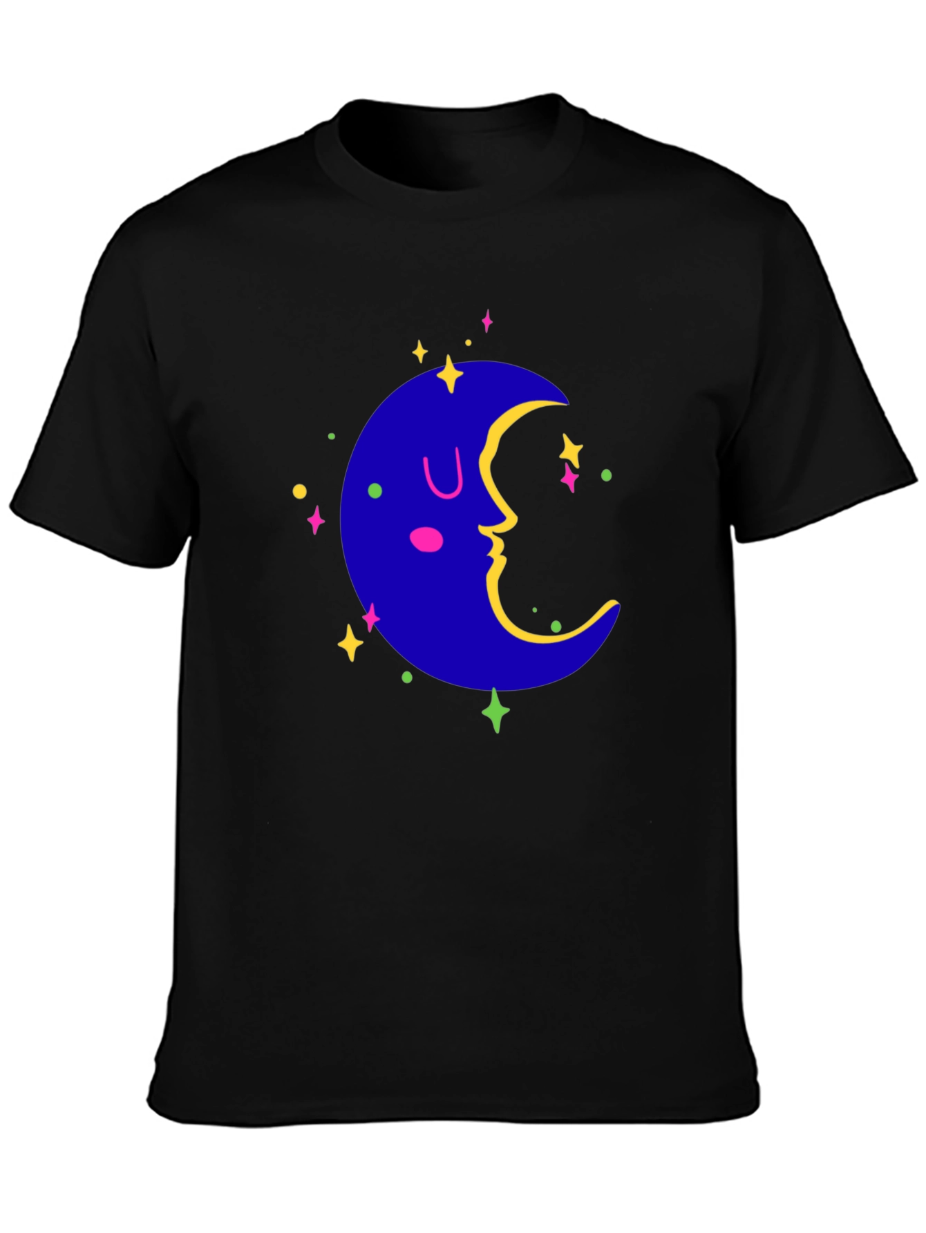 Dreamy Moon Graphic Tee - Black Casual T-Shirt