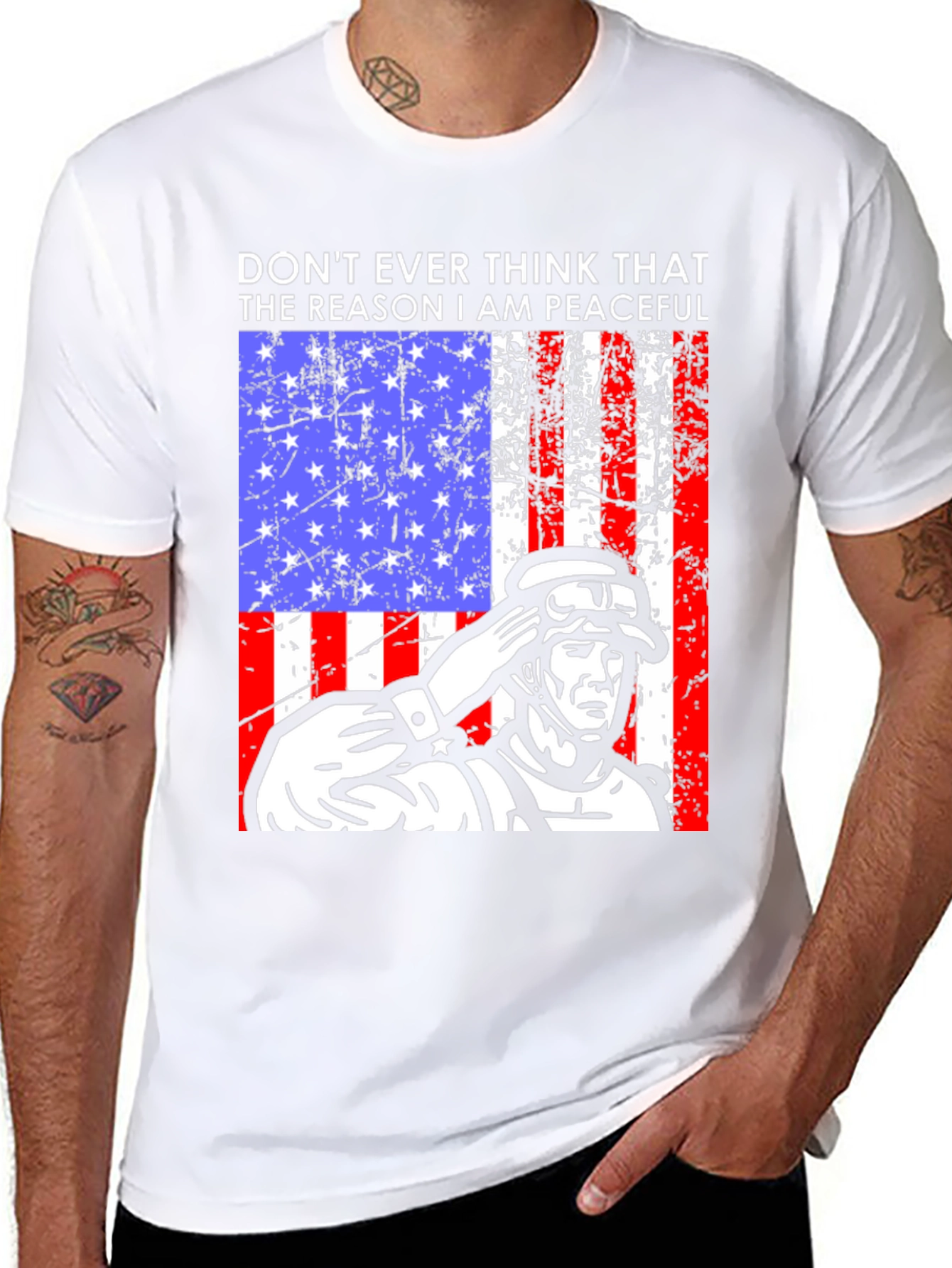 Patriotic Soldier T-Shirt - Dont Ever Think Peaceful