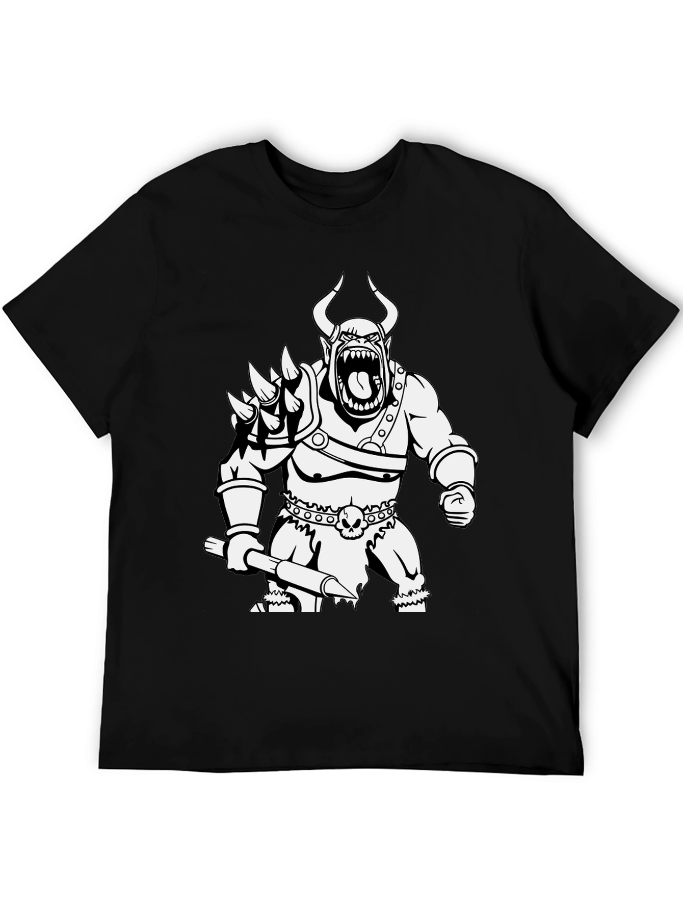 Orc Warrior Graphic Tee - Black Cotton T-Shirt
