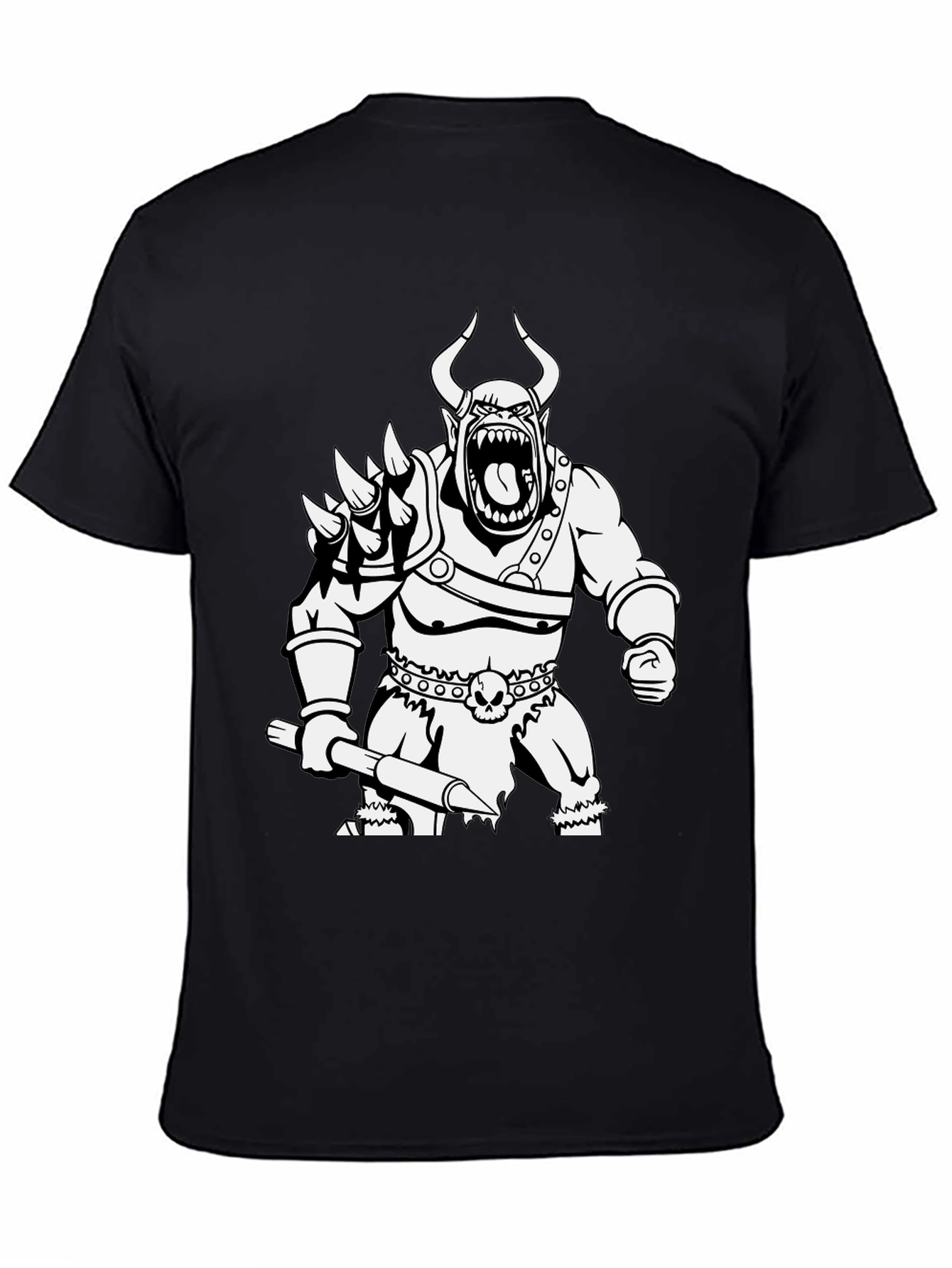 Orc Warrior Graphic Tee - Black Cotton T-Shirt