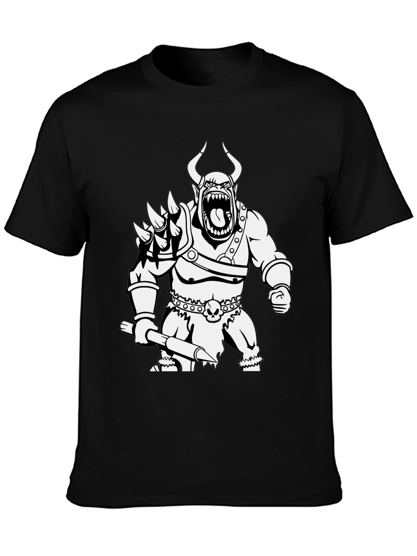 Orc Warrior Graphic Tee - Black Cotton T-Shirt