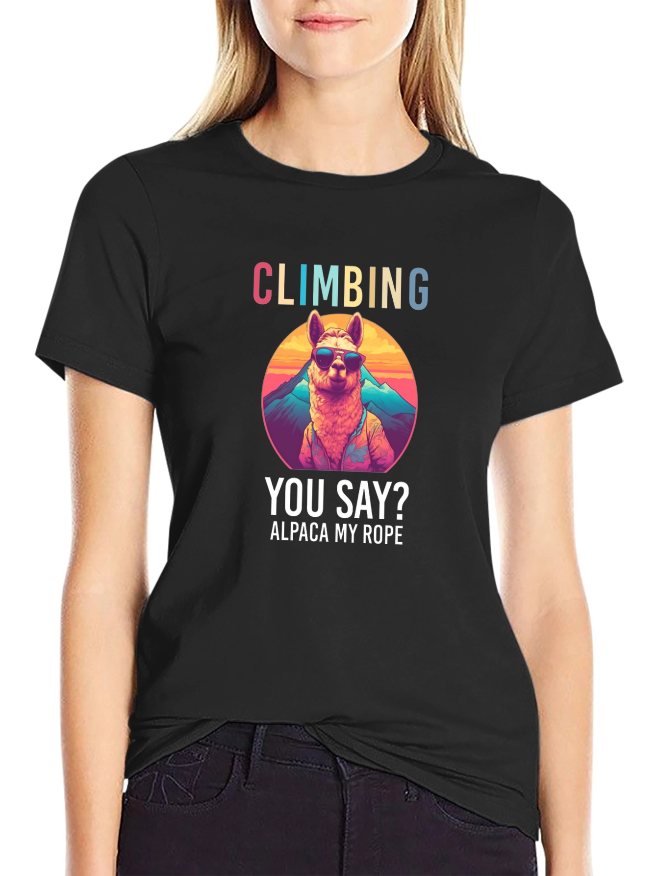 Climbing Alpaca T-Shirt Funny Outdoors Apparel