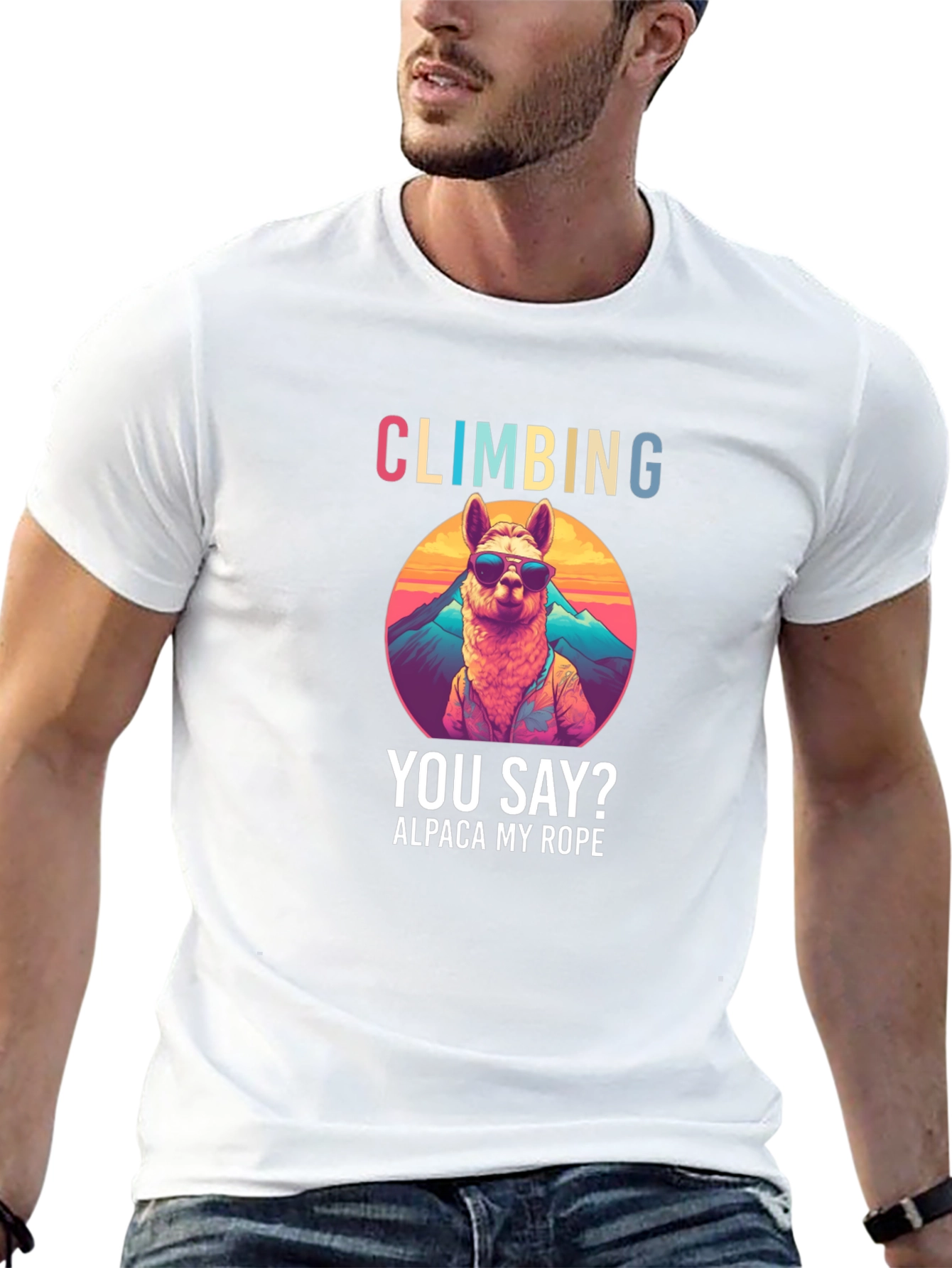 Climbing Alpaca T-Shirt Funny Outdoors Apparel