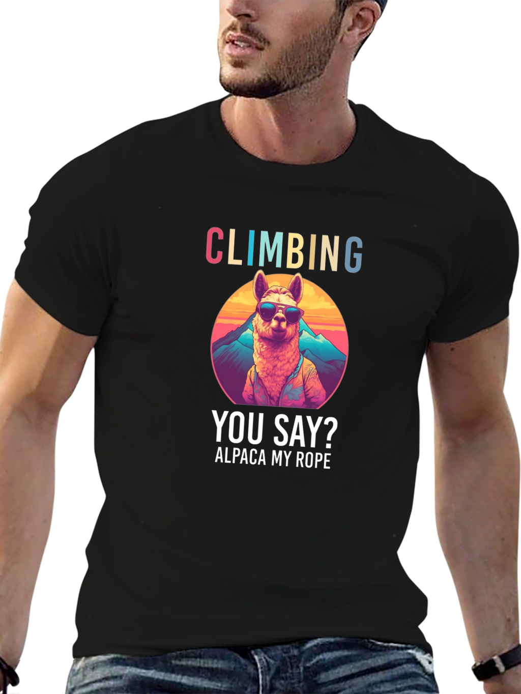 Climbing Alpaca T-Shirt Funny Outdoors Apparel