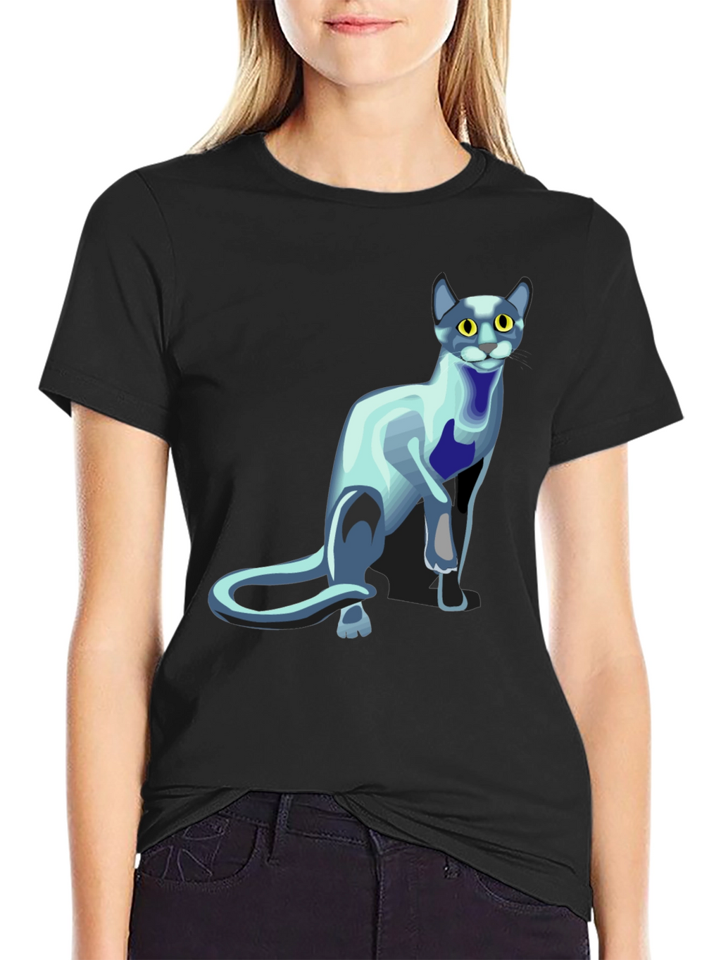 Cool Cat Graphic T-Shirt - Black
