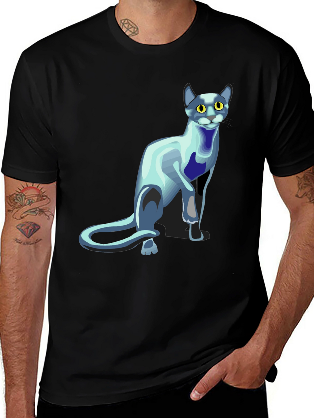 Cool Cat Graphic T-Shirt - Black