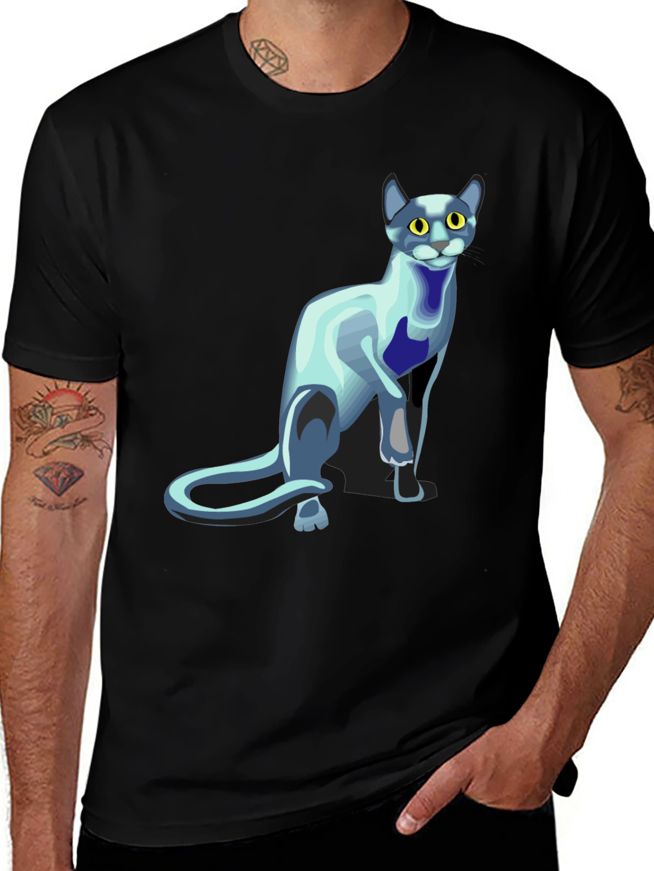 Cool Cat Graphic T-Shirt - Black
