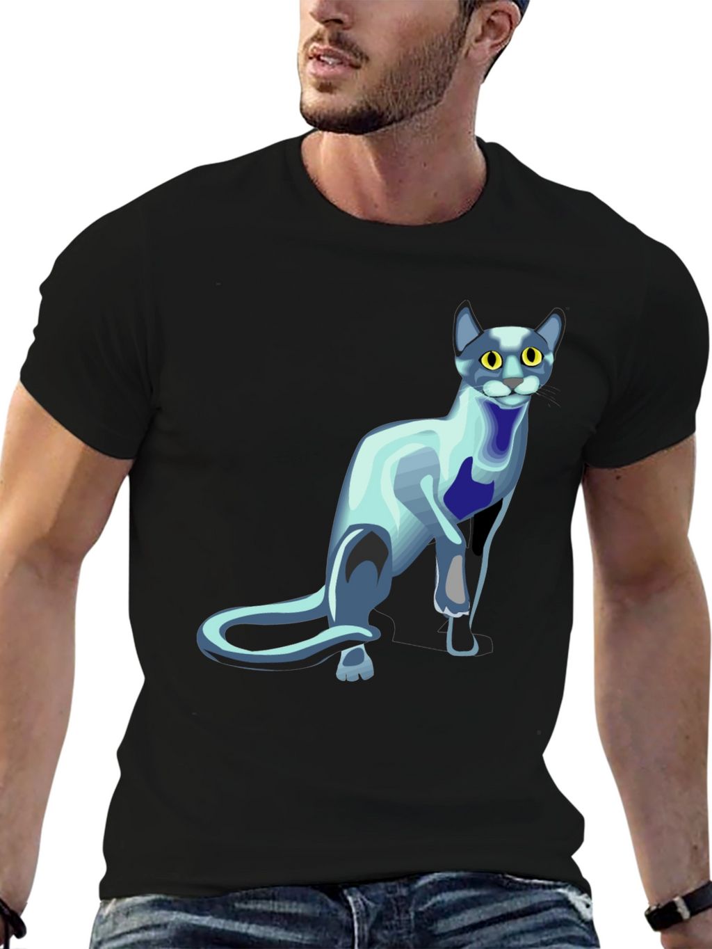 Cool Cat Graphic T-Shirt - Black