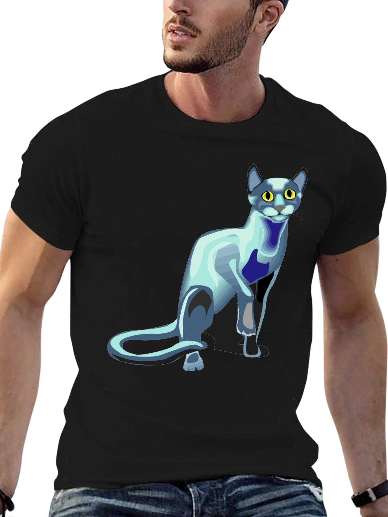 Cool Cat Graphic T-Shirt - Black