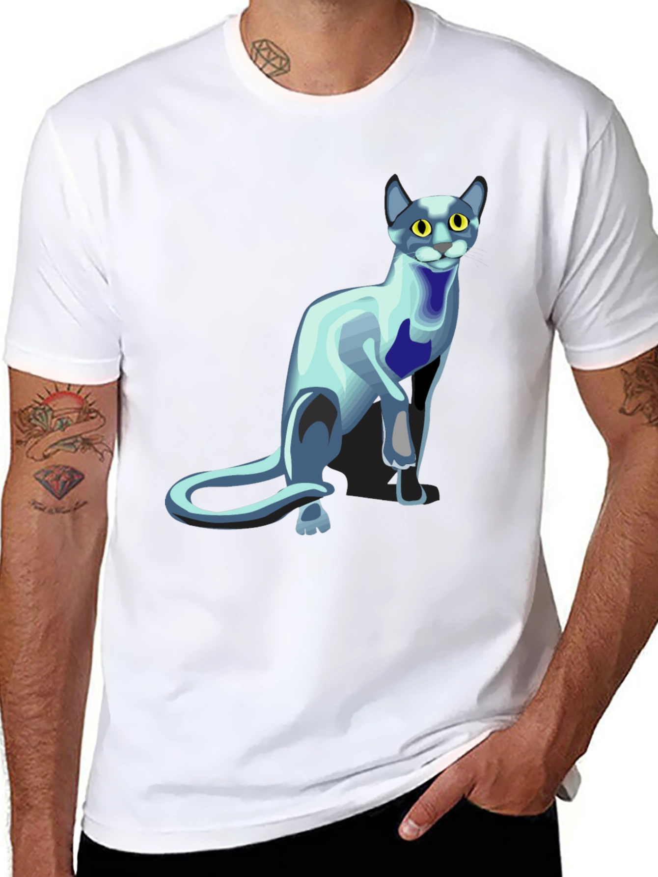 Cool Cat Graphic T-Shirt - Black