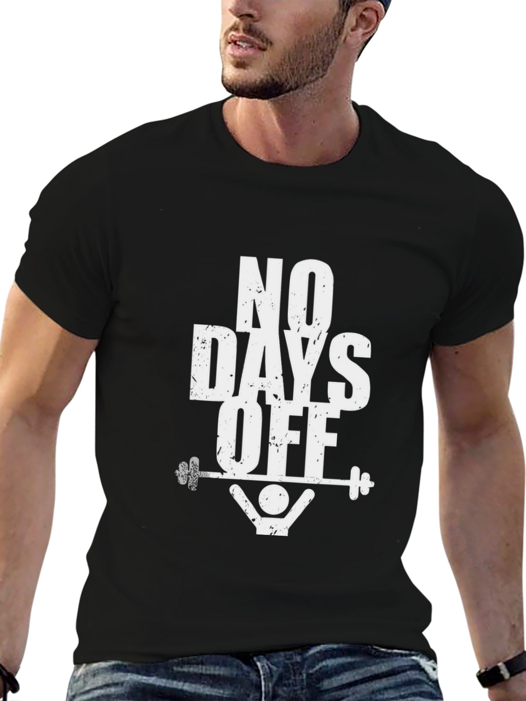 No Days Off Black Graphic T-Shirt Gym Fitness