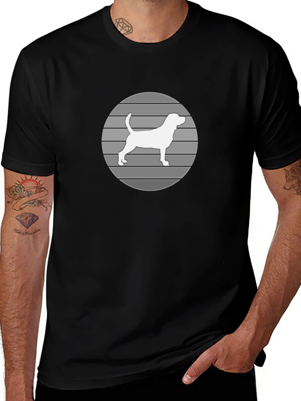 Dog Silhouette Graphic Tee - Mens Black T-Shirt