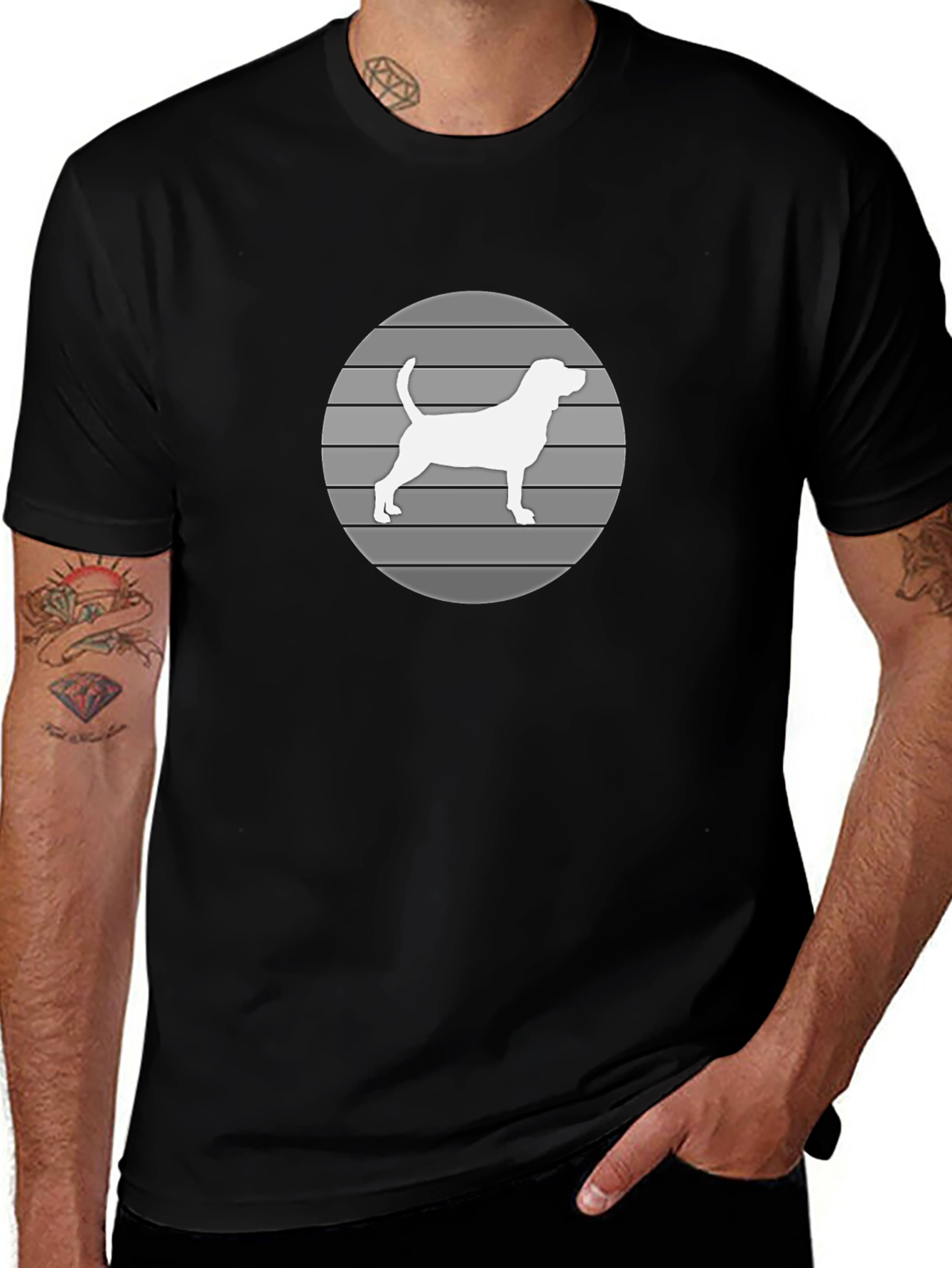 Dog Silhouette Graphic Tee - Mens Black T-Shirt
