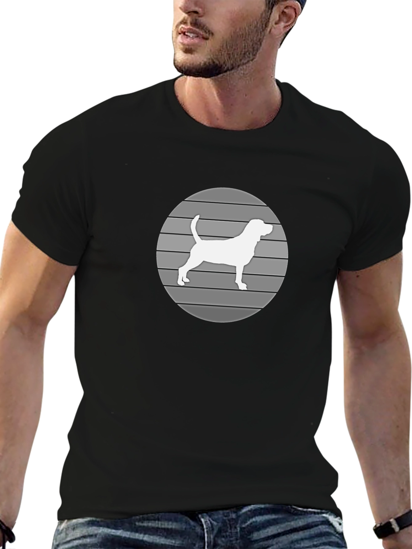 Dog Silhouette Graphic Tee - Mens Black T-Shirt