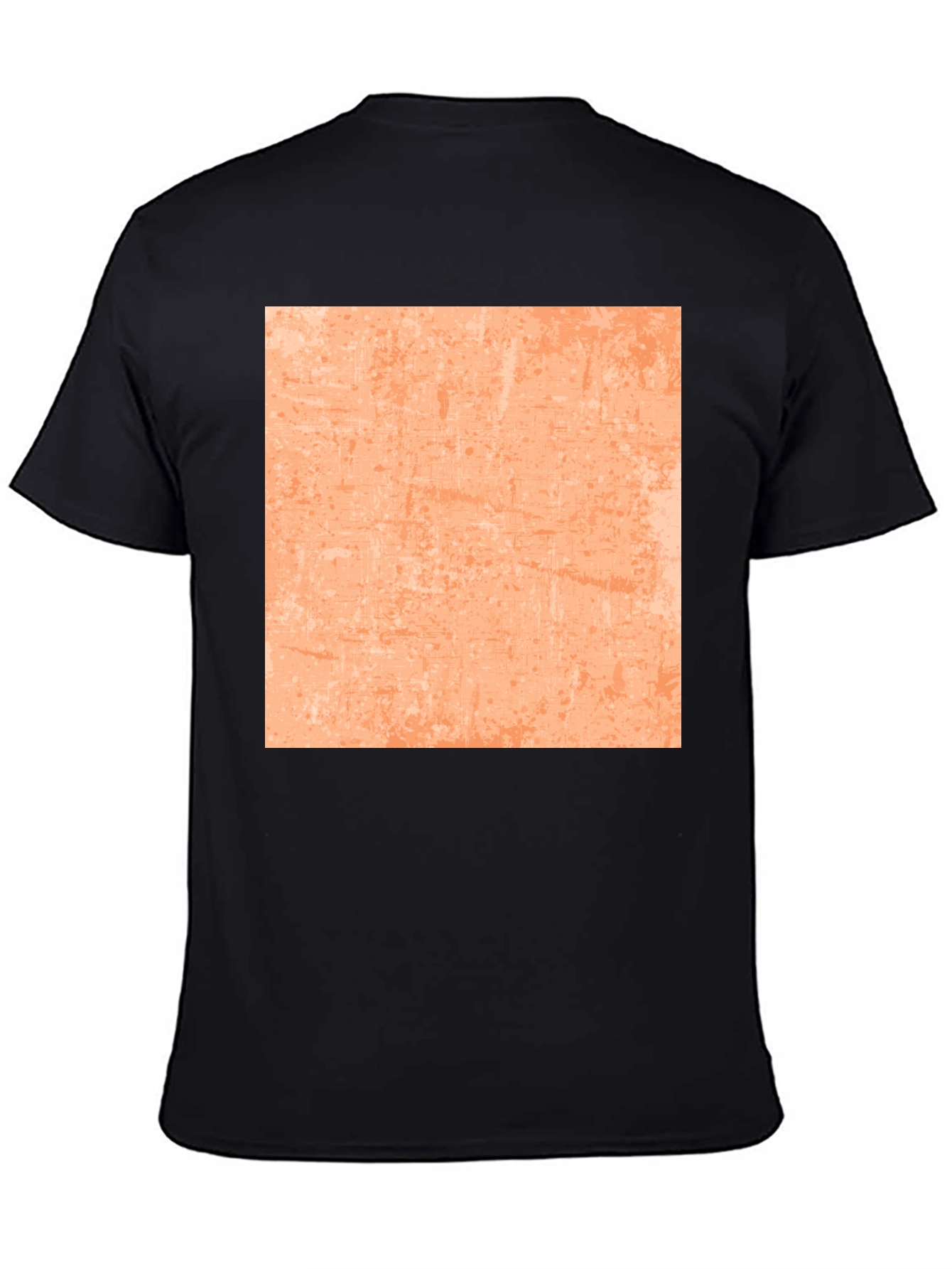 Cool Black Tee with Abstract Peach Square Design