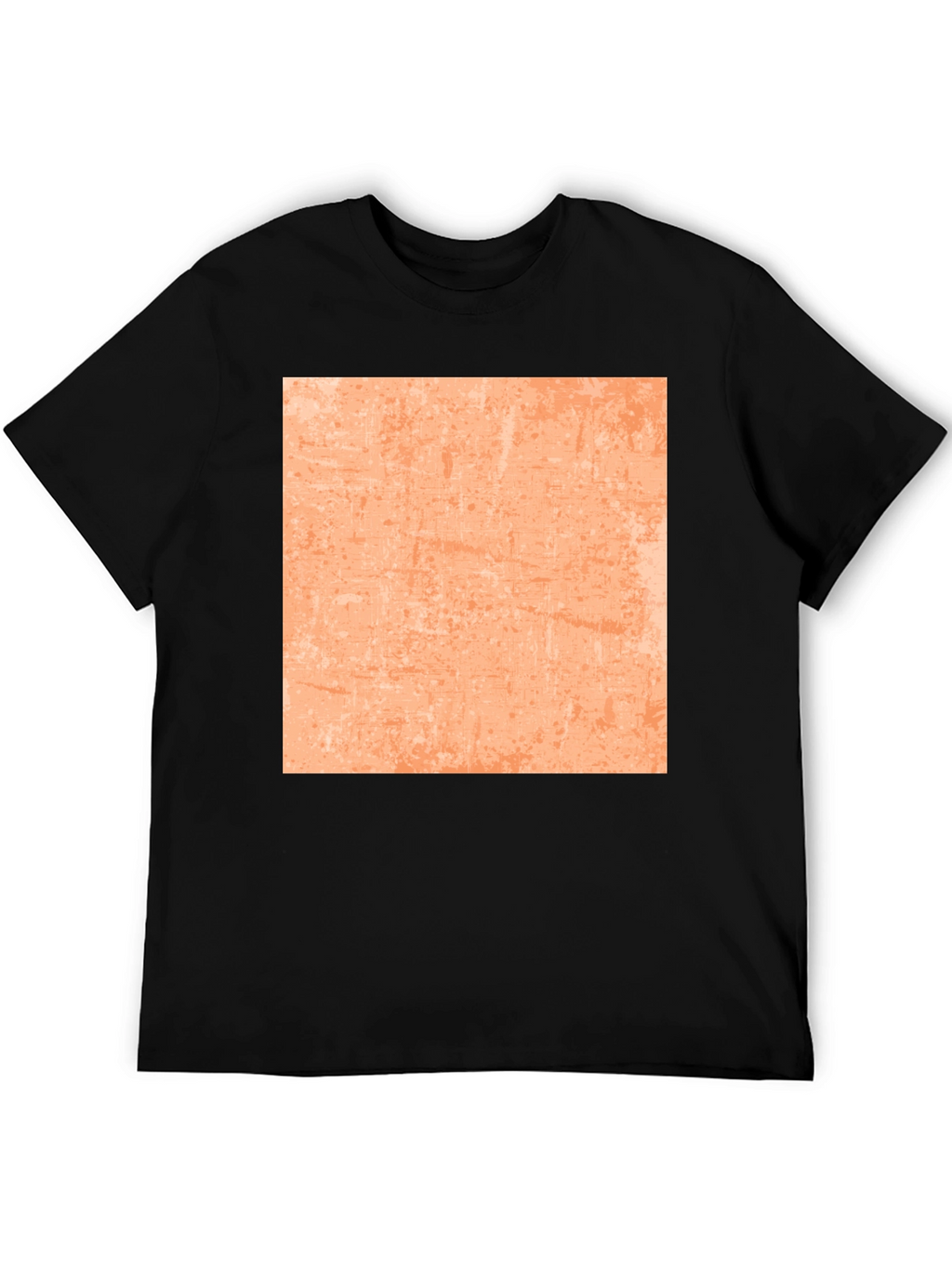 Cool Black Tee with Abstract Peach Square Design