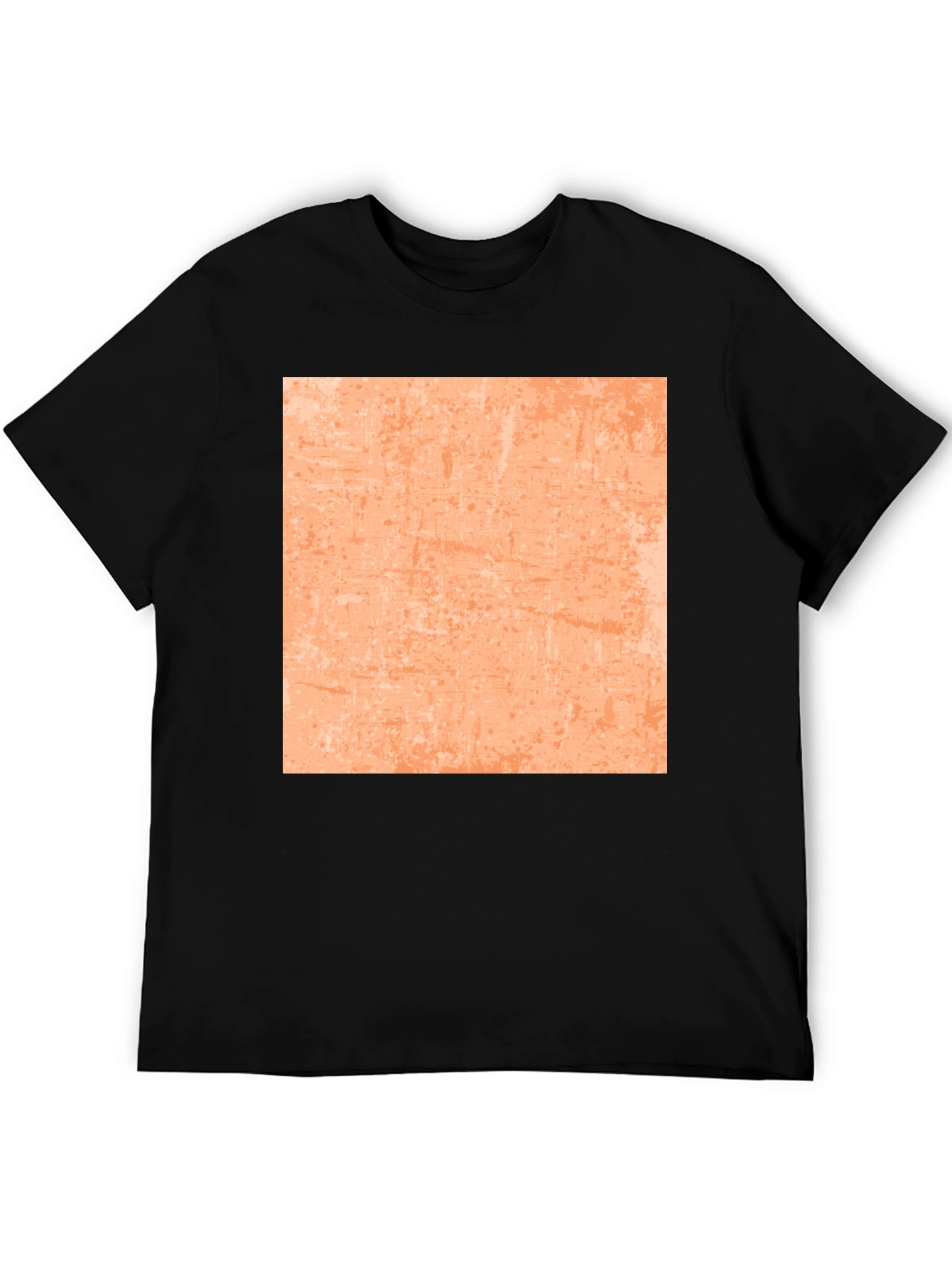Cool Black Tee with Abstract Peach Square Design