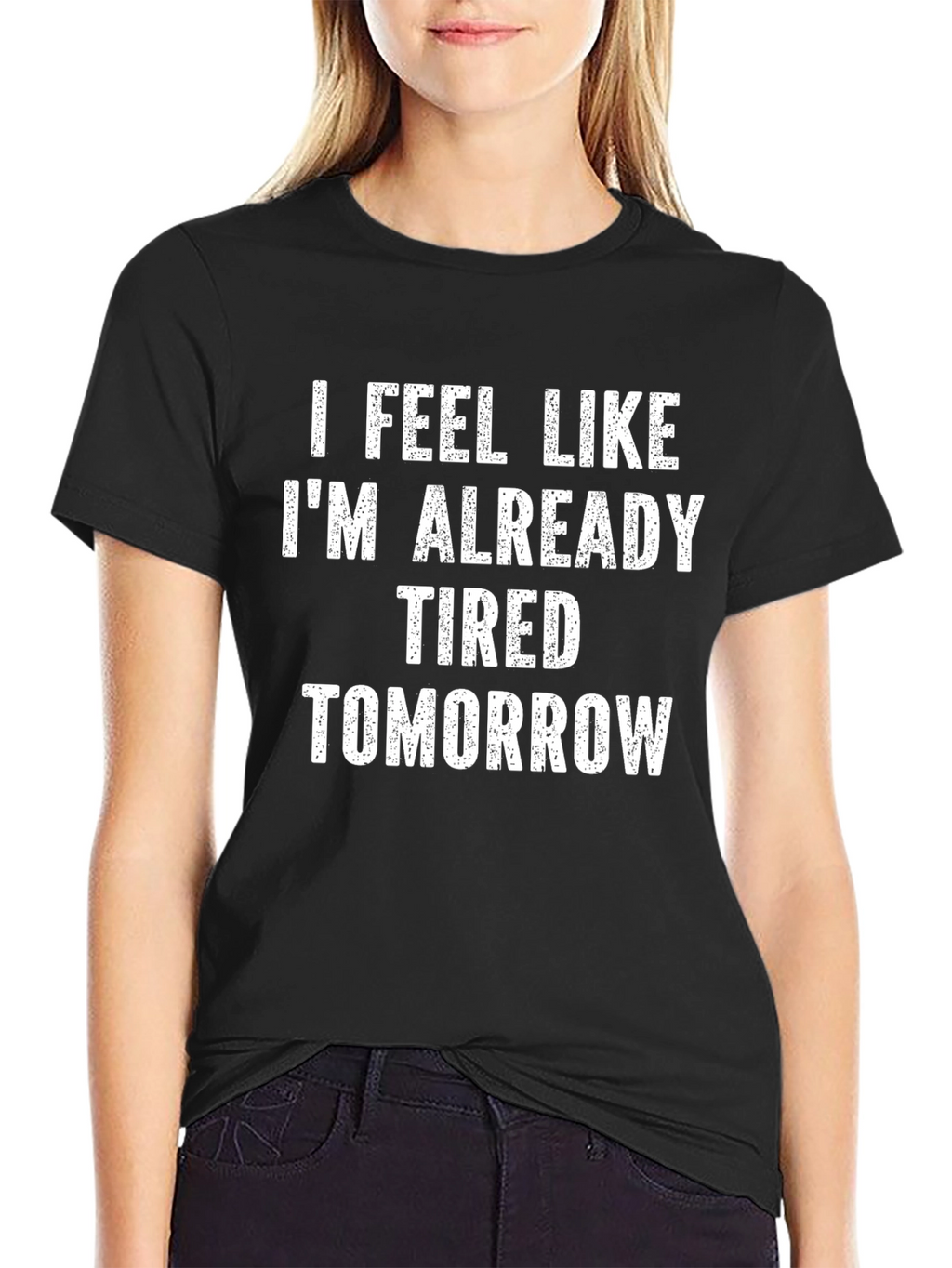 Funny Tired Tomorrow Mens Black T-Shirt