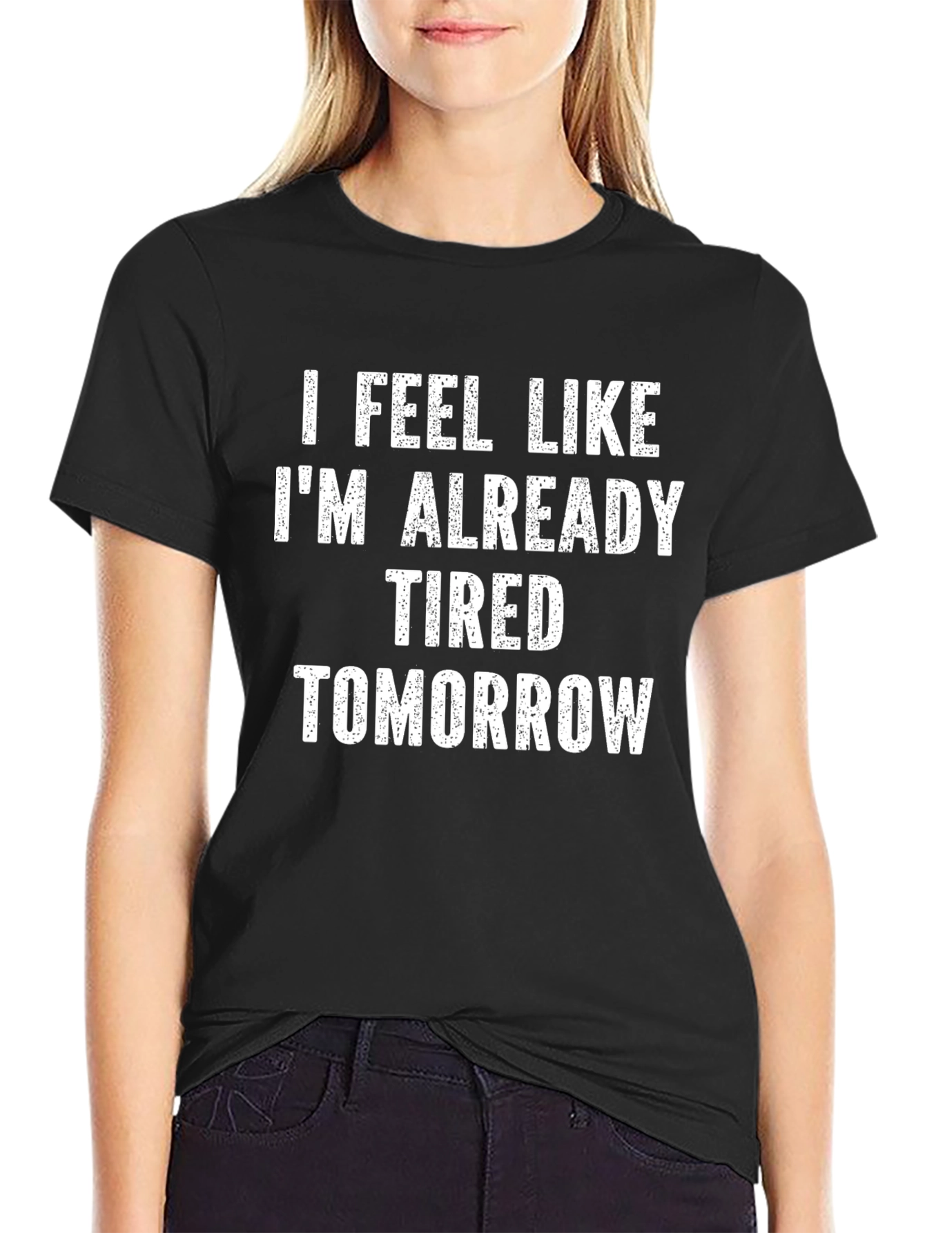 Funny Tired Tomorrow Mens Black T-Shirt