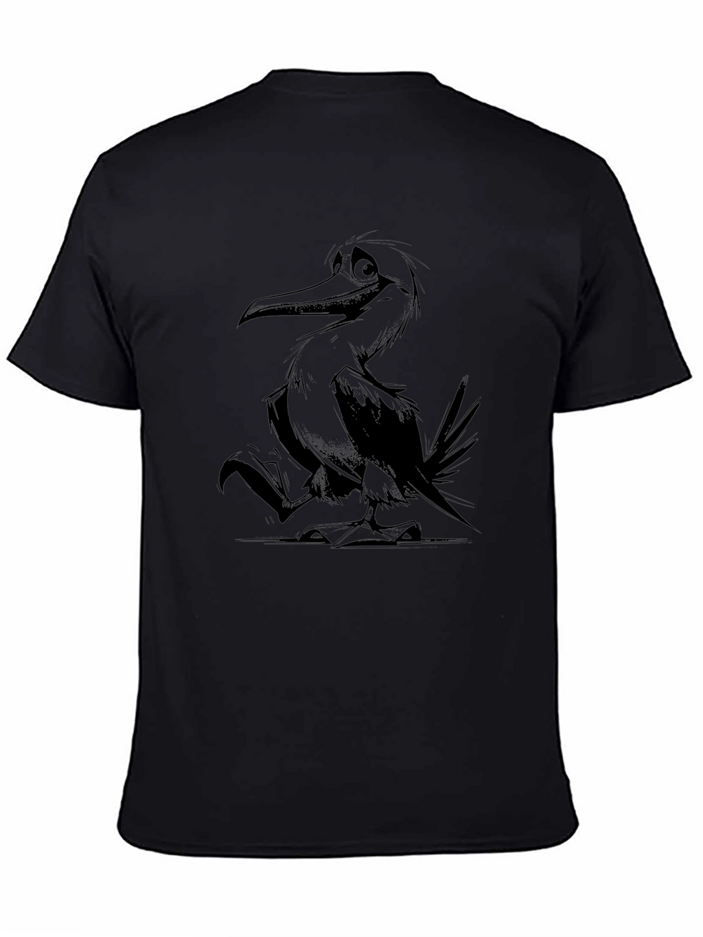 Cartoon Bird Graphic Tee - Unisex Black T-Shirt