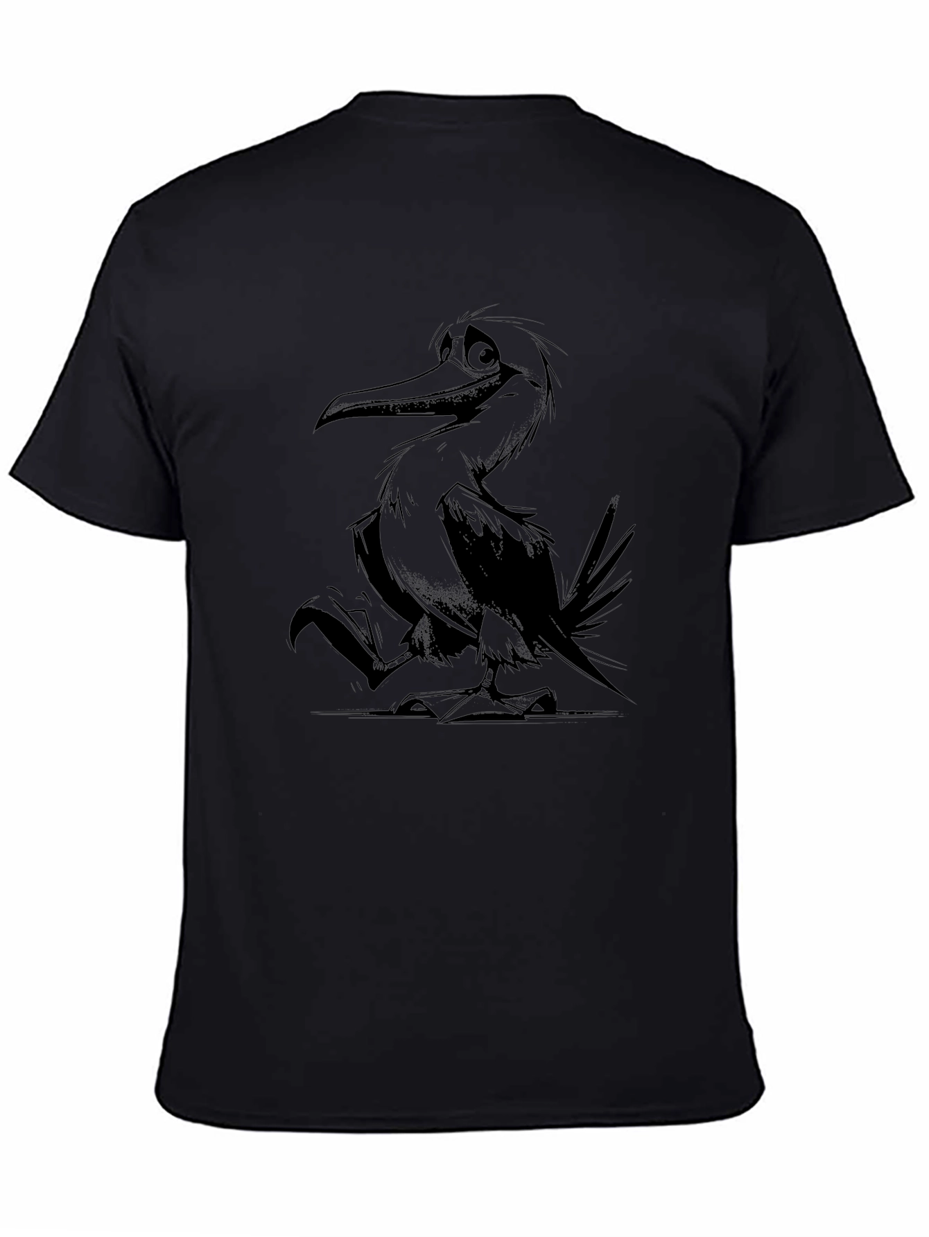 Cartoon Bird Graphic Tee - Unisex Black T-Shirt