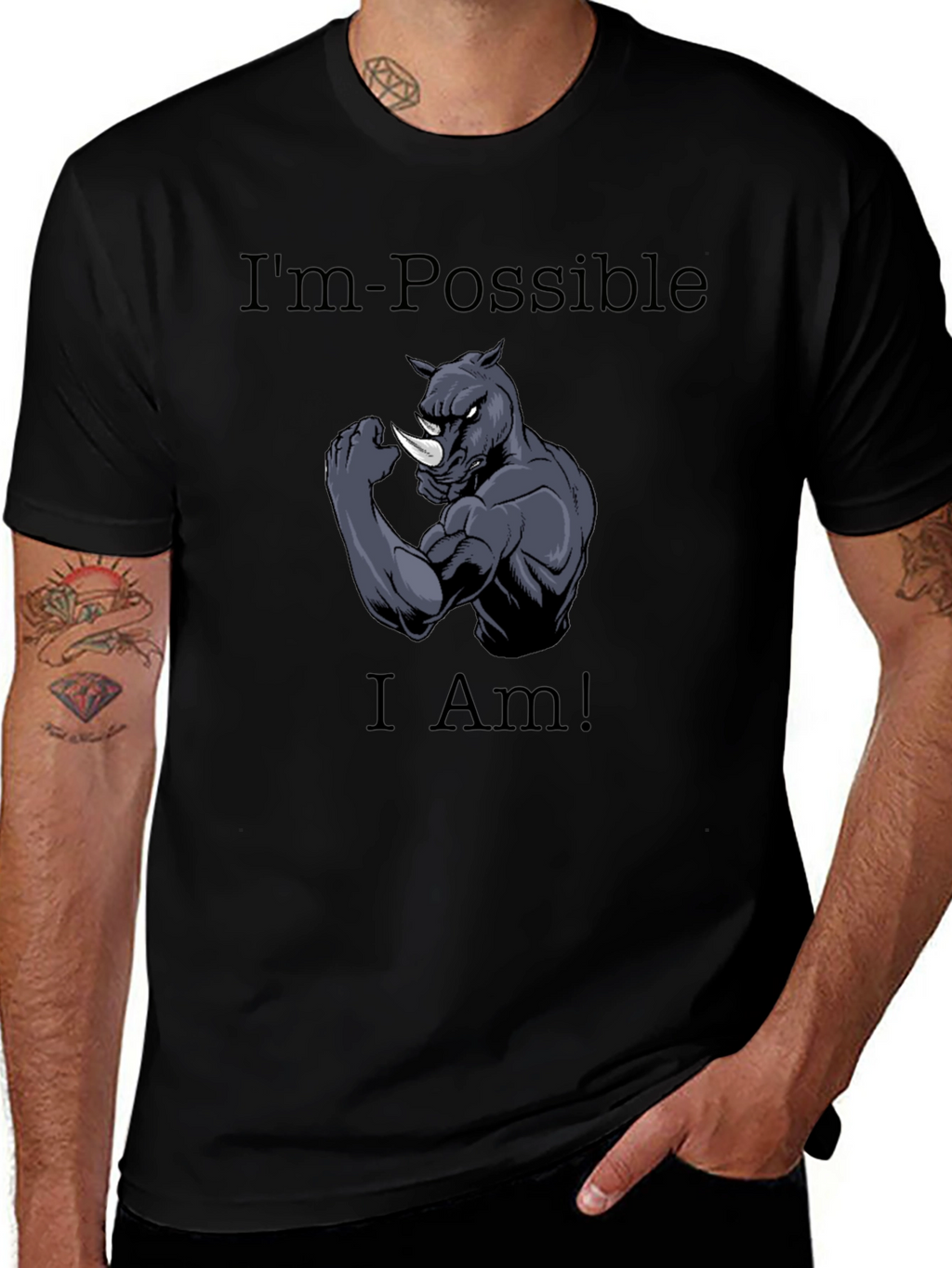 Im Possible Rhino Graphic Tee - Black