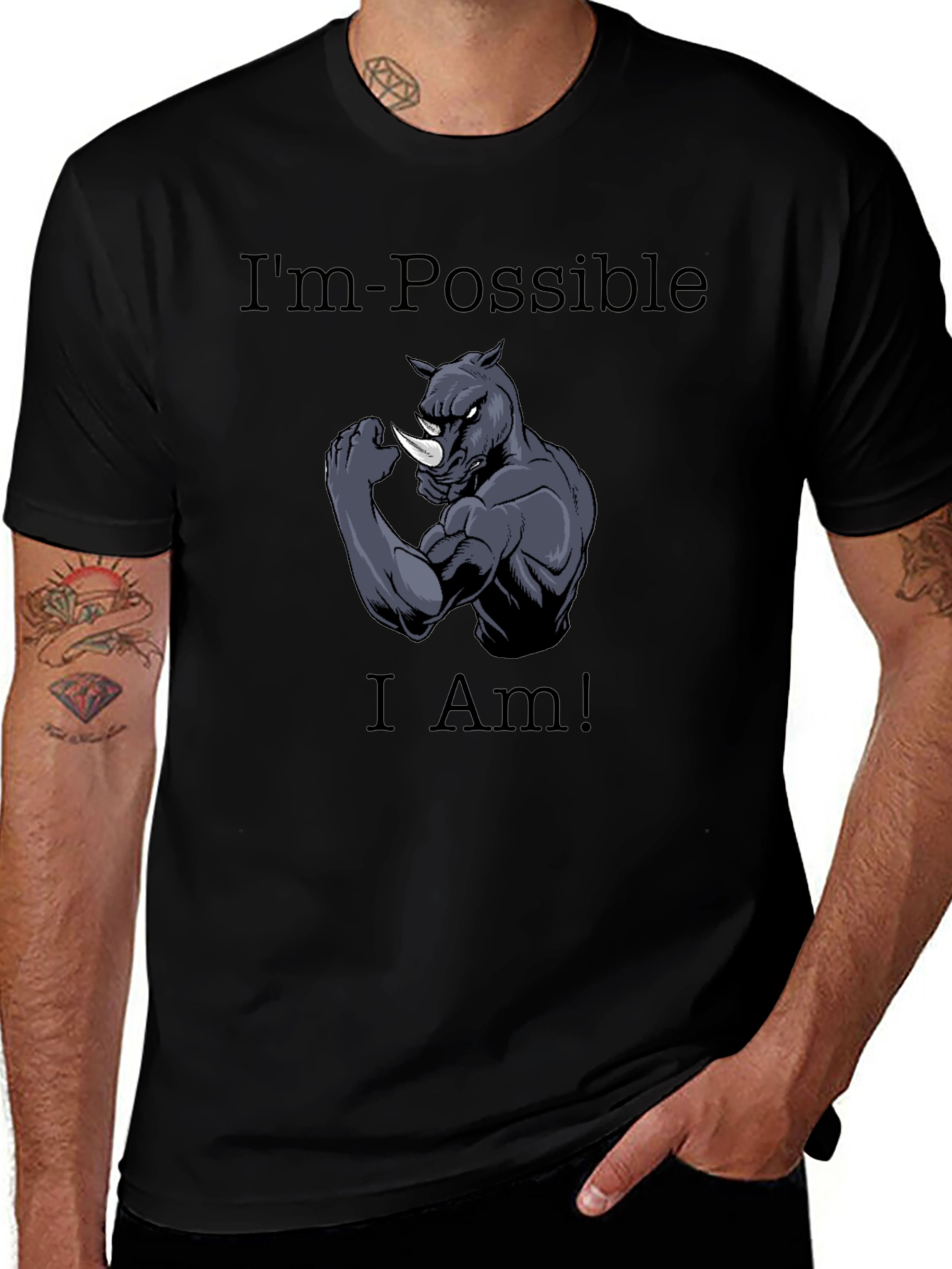 Im Possible Rhino Graphic Tee - Black