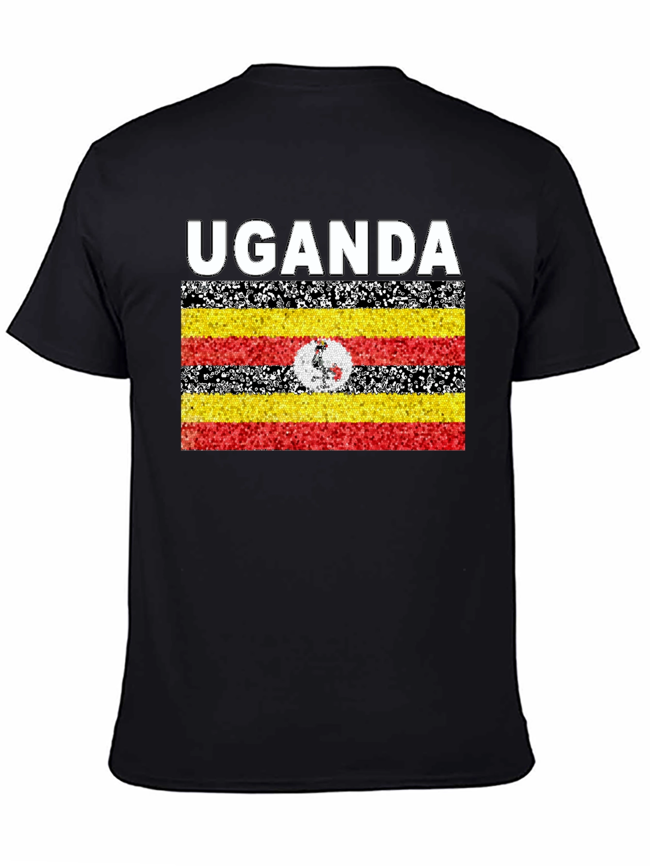 Uganda Flag T-Shirt - Black Cotton Tee