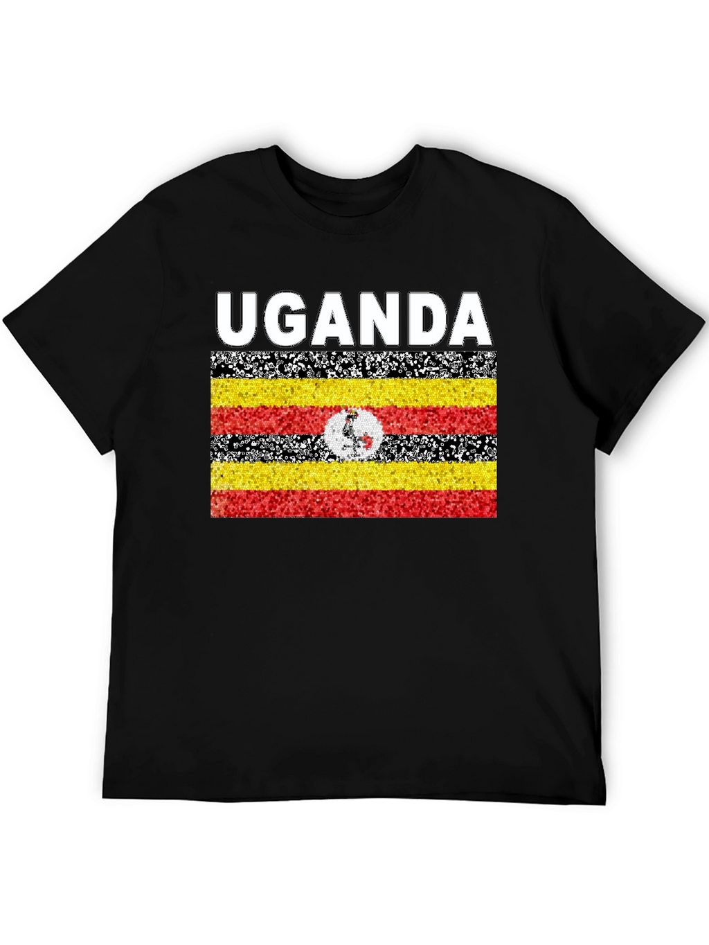 Uganda Flag T-Shirt - Black Cotton Tee