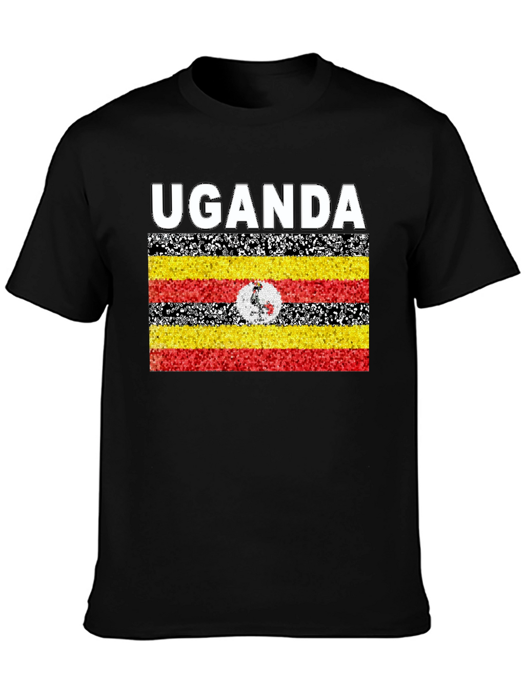 Uganda Flag T-Shirt - Black Cotton Tee