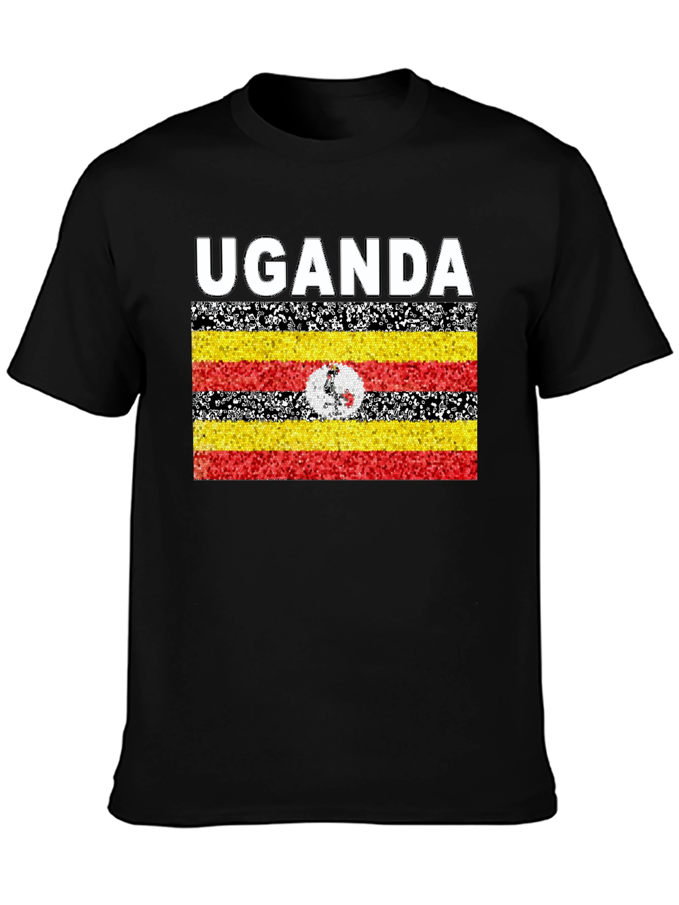 Uganda Flag T-Shirt - Black Cotton Tee