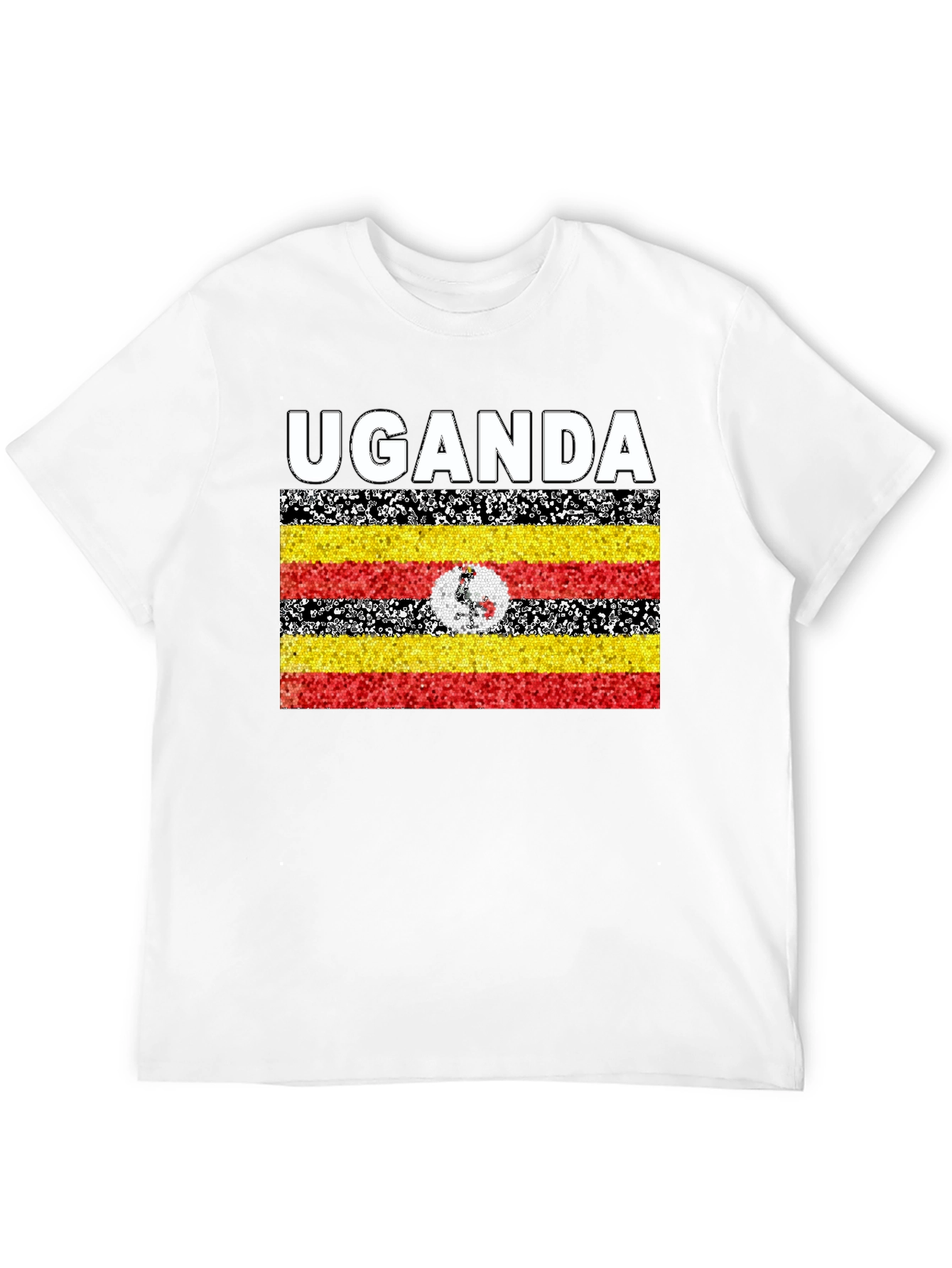 Uganda Flag T-Shirt - Black Cotton Tee