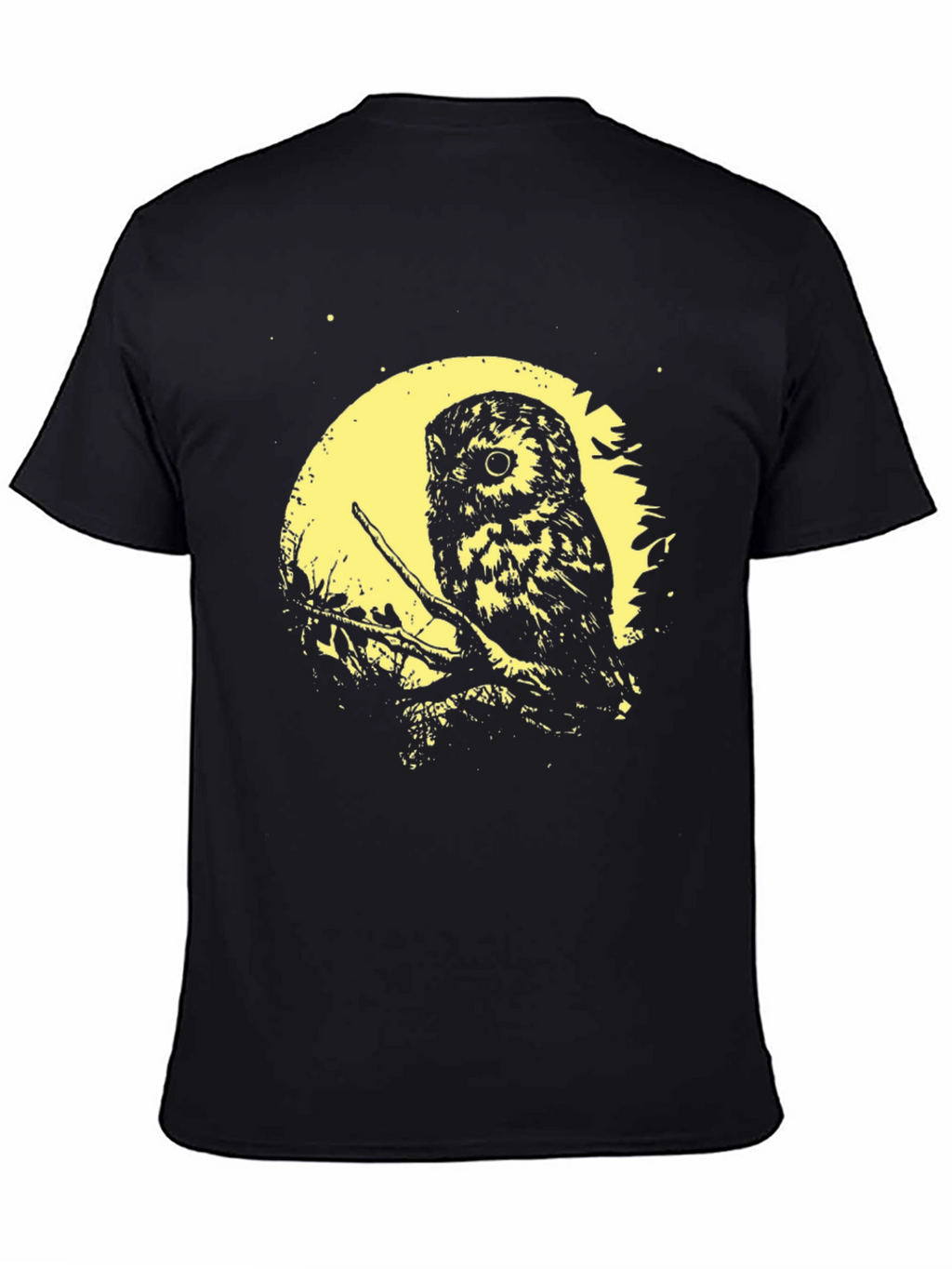 Owl Moon Graphic Tee - Soft Black Cotton T-Shirt