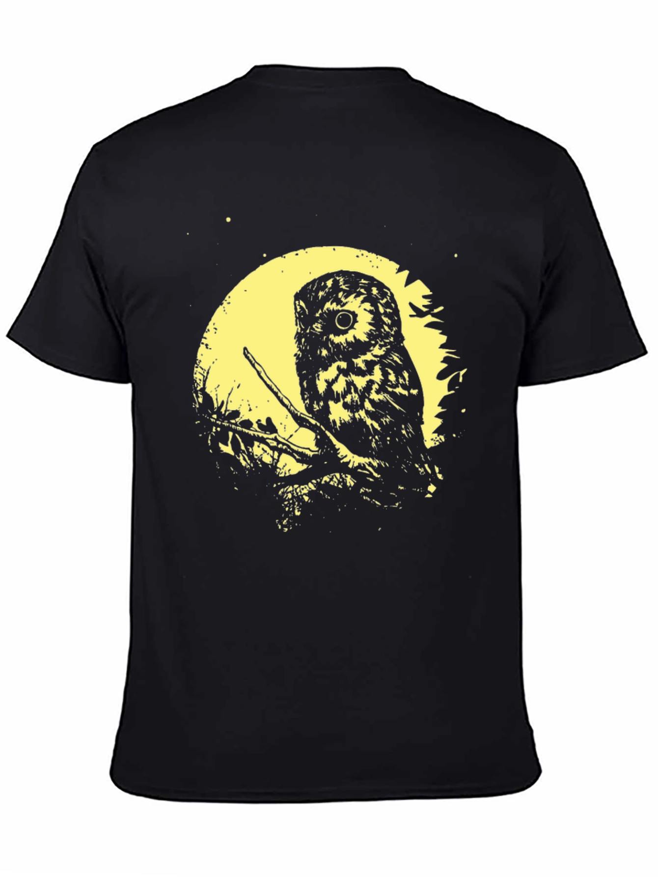 Owl Moon Graphic Tee - Soft Black Cotton T-Shirt