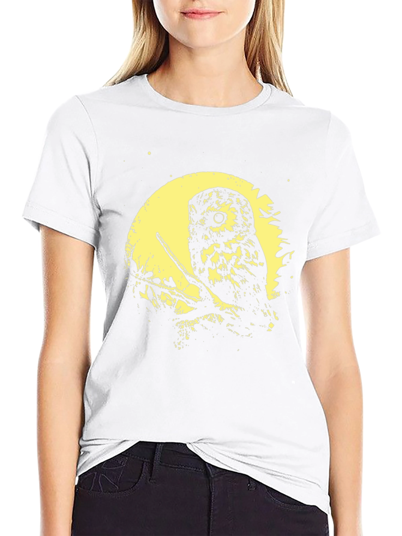 Owl Moon Graphic Tee - Soft Black Cotton T-Shirt